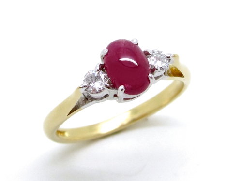 18ct Yellow Gold Ruby & Diamond Ring