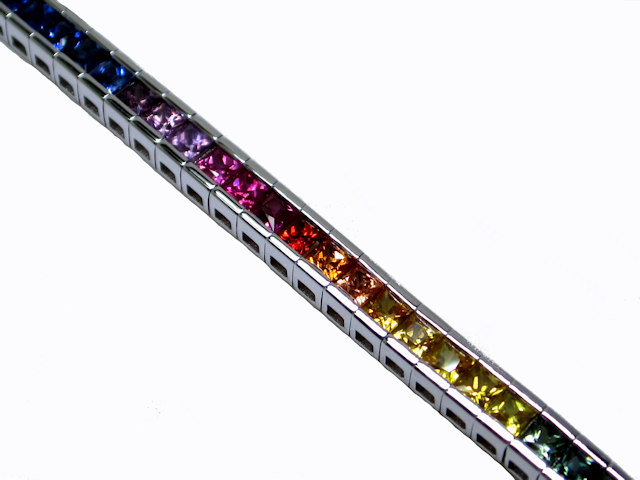 14K White Gold Multi Colour Sapphire Bracelet - Image 2